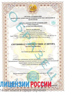 Образец сертификата соответствия аудитора №ST.RU.EXP.00014300-1 Качканар Сертификат OHSAS 18001